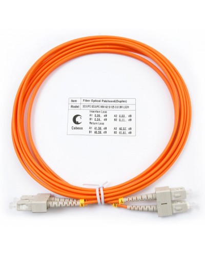 Шнур оптический duplex SC-SC 62,5/125 mm 3м LSZH Cabeus FOP-62-SC-SC-3m в Липецке Патч-корды оптические Pintop.ru
