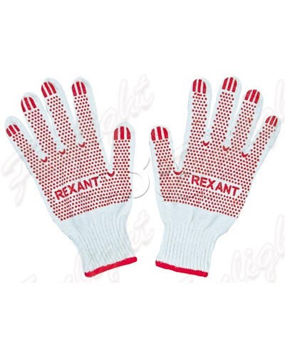 Перчатки Х/Б с покрытием ПВХ, 5 нитей, 48-50 гр. (10шт/уп) REXANT 09-0202-1 в Липецке Аксессуары для кабель-канала Pintop.ru