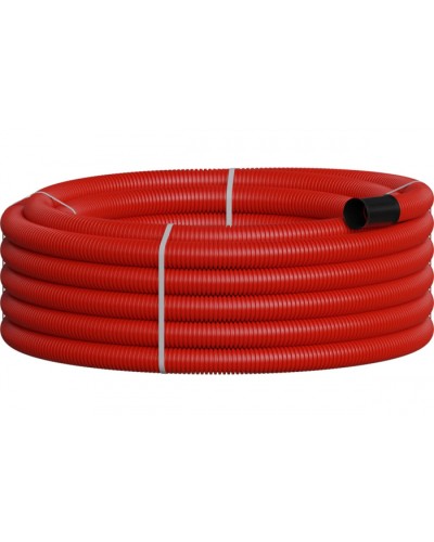 NR040 Двустенная труб.а ПНД гибкая, тип 450, SN29, с зондом, D40мм (20м) цвет красный Экопласт 801040-20 в Липецке Гладкая труба Pintop.ru