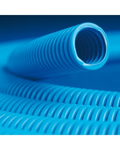 Труба ППЛ гибкая гофр. д.16мм, тяжёлая без протяжки, 100м, цвет синий DKC 10516 в Липецке Труба гофрированная Pintop.ru