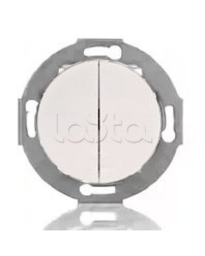 Выключатель двухклавишный Экопласт (схема 5) 10 A, 250 B (белый) Vintage в Липецке Розетки компьютерные и телефонные Pintop.ru