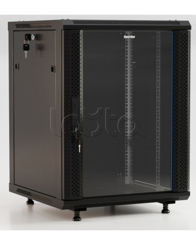 Шкаф настенный Hyperline TWB-FC-1566-GP-RAL9004 в Липецке Шкафы, щиты, боксы, компоненты СКС Pintop.ru