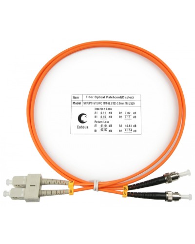 Шнур оптический duplex SC-ST 62,5/125 MM 1 м LSZH Cabeus FOP-62-SC-ST-1M в Липецке Патч-корды оптические Pintop.ru