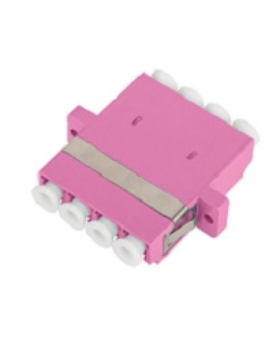 Адаптер NIKOMAX волоконно-оптический, соединительный, многомодовый, стандарта OM4, LC/UPC-LC/UPC, квадро, пластиковый, без шторки, с фланцами, маджента, уп-ка 2шт. в Липецке Проходные адаптеры и розетки оптические Pintop.ru