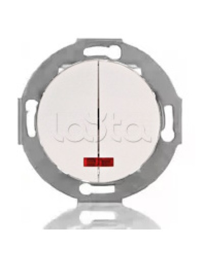 Выключатель двухклавишный Экопласт (схема 5L) с индикатором 10 A, 250 B (белый) Vintage в Липецке Розетки компьютерные и телефонные Pintop.ru