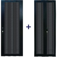 Комплект дверей 22U, 600 мм, черный, передняя - перфорированная, задняя - распашная перфорированная TWT TWT-CBB-DR22-6x-S-P1