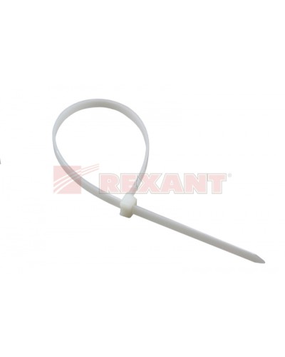 Хомут-стяжка нейлоновый 3х150 мм белый (100шт/уп) REXANT 07-0150 в Липецке Стяжки-хомуты Pintop.ru