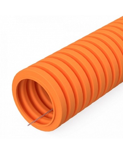 Труба гофрированная ПВХ легкая 350 Н оранжевая с/з d25 мм (50 м/2600 м уп/пал) Промрукав (PR01.0132) в Липецке Труба гофрированная Pintop.ru