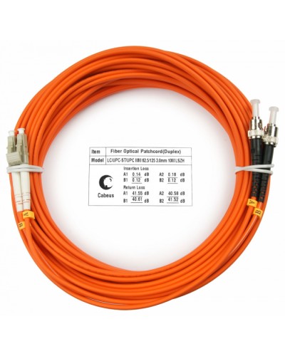 Шнур оптический duplex LC-ST 62,5/125 mm 15м LSZH Cabeus FOP-62-LC-ST-15m в Липецке Патч-корды оптические Pintop.ru