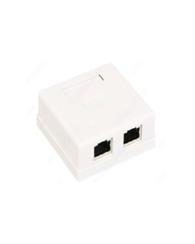 Розетка компьютерная RJ-45 (8P8C), категория 5e, двойная, внешняя (настенная), Dual IDC, белая в Липецке Розетки компьютерные и телефонные Pintop.ru
