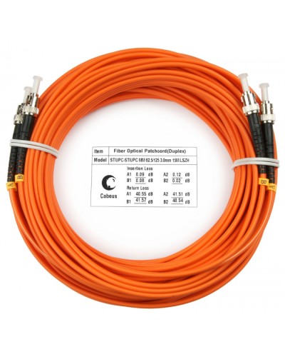 Шнур оптический duplex ST-ST 62,5/125 mm 25м LSZH Cabeus FOP-62-ST-ST-25m в Липецке Патч-корды оптические Pintop.ru
