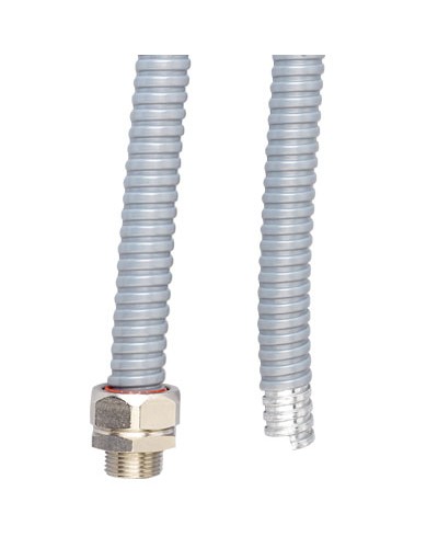 Металлорукав DN 15мм в ПВХ изоляции, Dвн 15,5 мм, Dнар 19,5, 50 м, цвет серый DKC 6071R-015 в Липецке Металлорукав Pintop.ru