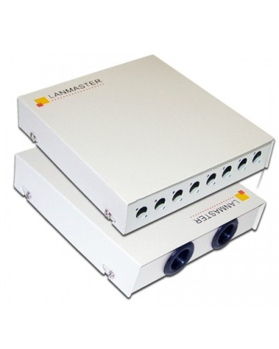 Кросс оптический настенный, металлический, на 8 ST адаптеров LANMASTER LAN-FOBM-WM-8ST в Липецке Кросс оптический Pintop.ru