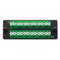 Комплект планка Q-SLOT с 12 адаптерами дуплекс LC OS2, монтажные шнуры, КДЗС Eurolan 38M-S2-2L-12BL