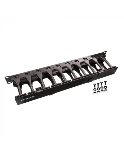 Кабельный органайзер 19 c пластиковыми пальцами глубиной 106 мм и крышкой, 1U LANMASTER (LAN-ORG-PF/S-1U) в Липецке Кабельные органайзеры Pintop.ru