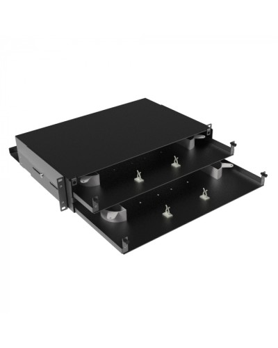 Оптическая полка выдвижная, без лицевой панели, неукомплектованная, 2U, черная DKC RNFPE2U48 в Липецке Полки для шкафов и стоек Pintop.ru