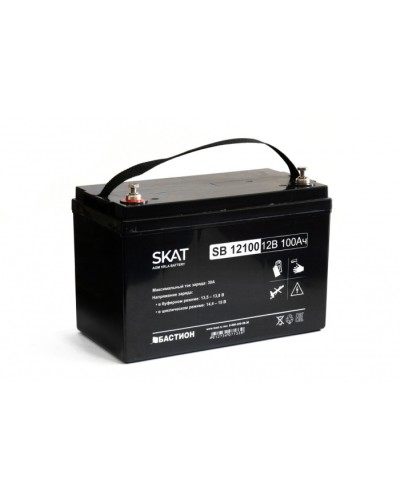 Бастион SKAT SB 12100 АКБ свинцово-кислотная тип AGM 12V 100Ач Iзар.30А, клеммы под болт М6 в Липецке Электротехническое оборудование Pintop.ru