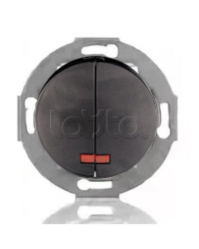 Выключатель двухклавишный Экопласт (схема 5L) с индикатором 10 A, 250 B (черный ) Vintage в Липецке Розетки компьютерные и телефонные Pintop.ru