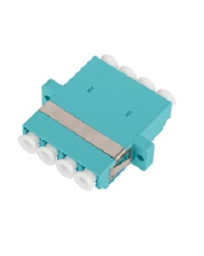 Адаптер NIKOMAX волоконно-оптический, соединительный, многомодовый, стандарта OM3, LC/UPC-LC/UPC, квадро, пластиковый, без шторки, с фланцами, аква, уп-ка 2шт. в Липецке Проходные адаптеры и розетки оптические Pintop.ru