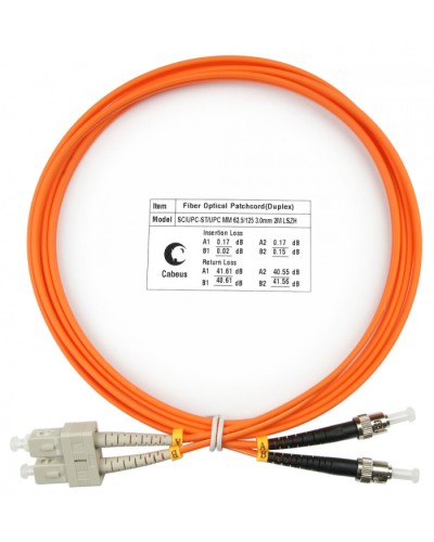 Шнур оптический duplex SC-ST 62,5/125 mm 2м LSZH Cabeus FOP-62-SC-ST-2m в Липецке Патч-корды оптические Pintop.ru
