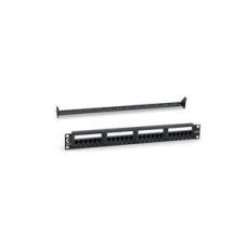 Патч-панель 19", 1U, 24 порта RJ-45, категория 5E, Dual IDC с задним кабельным организатором, черная