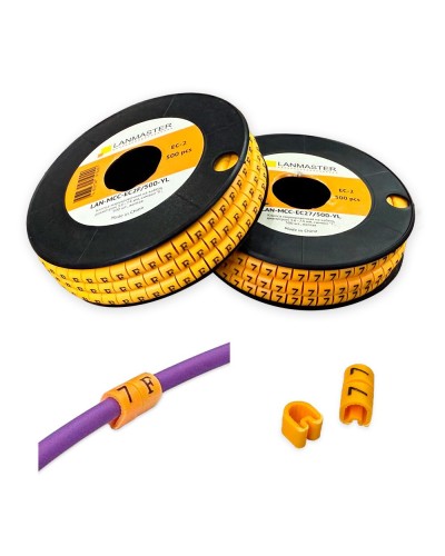 Клипса маркировочная на кабель диаметром 3.6–7.4 мм, символ B, 500 шт., желтая LANMASTER LAN-MCC-EC2B/500-YL в Липецке Аксессуары для стоек и шкафов Pintop.ru