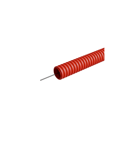 Труба гофрированная ПНД лёгкая d32 мм с зондом трудногорючая безгалогенная (HFFRLS), (уп. 50 м) КМ-профиль (KM-FRTG-32) в Липецке Труба гофрированная Pintop.ru