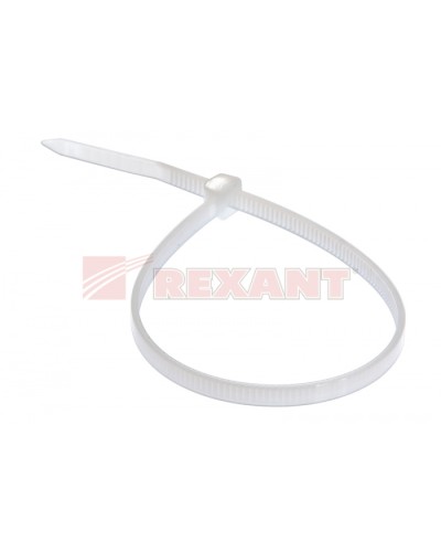 Хомут-стяжка нейлоновый 4х200 мм белый (100шт/уп) REXANT 07-0200 в Липецке Стяжки-хомуты Pintop.ru