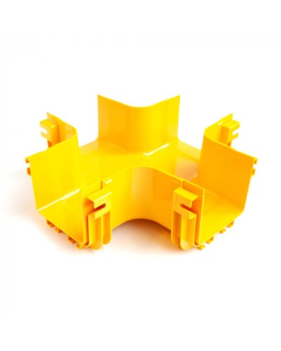 Х-соединитель оптического лотка 120 мм, монтаж без соединителей, желтый LANMASTER (LAN-OT120-XT/NC) в Липецке Коммутационные изделия Pintop.ru
