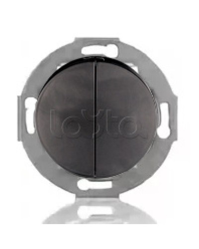 Выключатель двухклавишный Экопласт (схема 5) 10 A, 250 B (черный ) Vintage в Липецке Розетки компьютерные и телефонные Pintop.ru