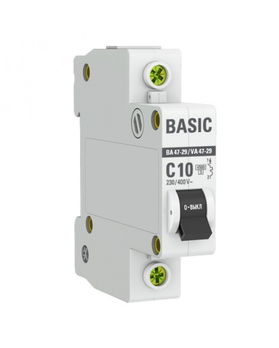 Автоматический выключатель 1P 10А (C) 4,5кА ВА 47-29 EKF Basic (mcb4729-1-10C) в Липецке Электротехническое оборудование Pintop.ru