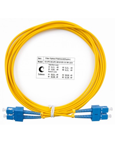 Шнур оптический duplex SC-SC 9/125 sm 3м LSZH Cabeus FOP(d)-9-SC-SC-3m в Липецке Патч-корды оптические Pintop.ru
