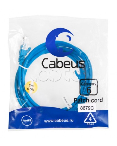 Патч-корд U/UTP Cabeus PC-UTP-RJ45-Cat.6-2m-BL-LSZH в Липецке Патчкорды (медные) Pintop.ru