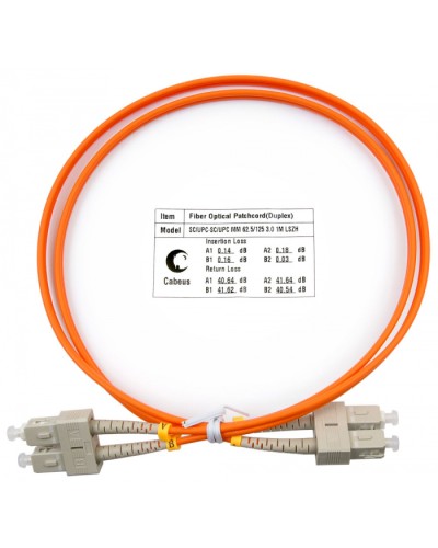 Шнур оптический duplex SC-SC 62,5/125 mm 1м LSZH Cabeus FOP-62-SC-SC-1m в Липецке Патч-корды оптические Pintop.ru