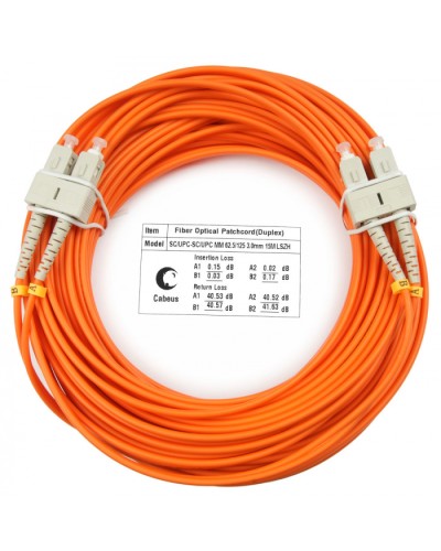Шнур оптический duplex SC-SC 62,5/125 mm 25м LSZH Cabeus FOP-62-SC-SC-25m в Липецке Патч-корды оптические Pintop.ru
