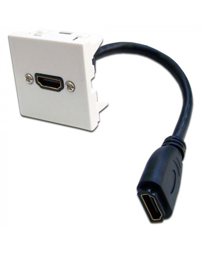 Вставка Mosaic 45x45 с адаптером HDMI с удлинителем, мама-мама, белая LANMASTER (LAN-SIP-23HDMI-WH) в Липецке Проходные адаптеры и розетки оптические Pintop.ru