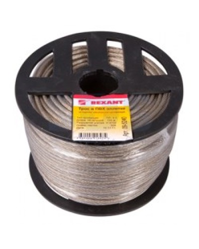 Трос стальной в ПВХ изоляции d4 мм (100 м) REXANT 09-5240 в Липецке Крепежные изделия Pintop.ru