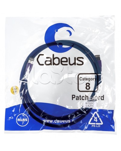 Патч-корд S/FTP Cabeus PC-SSTP-RJ45-Cat.8-1.5m-LSZH в Липецке Патчкорды (медные) Pintop.ru