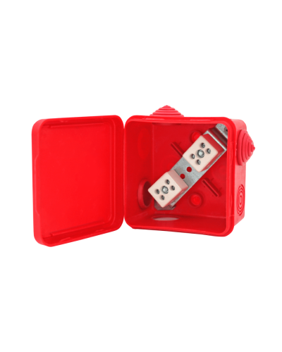 Коробка распределительная огнестойкая КРОПС-П1, IP54, габаритные размеры 100х100х50 мм, для кабелей сечением до 10 мм2, 4 клеммы КМ-Профиль (FRJB-KM-P1-10-04-КРОПС-IP54) в Липецке Распределительные коробки Pintop.ru