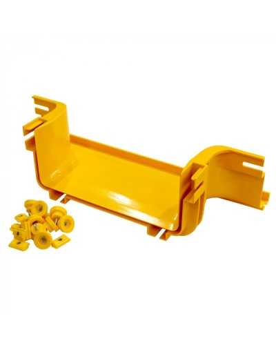 Боковой отвод на оптический лоток 120 мм, монтаж без соединителей, желтый LANMASTER (LAN-OT120-UT/NC) в Липецке Аксессуары для лотков Pintop.ru