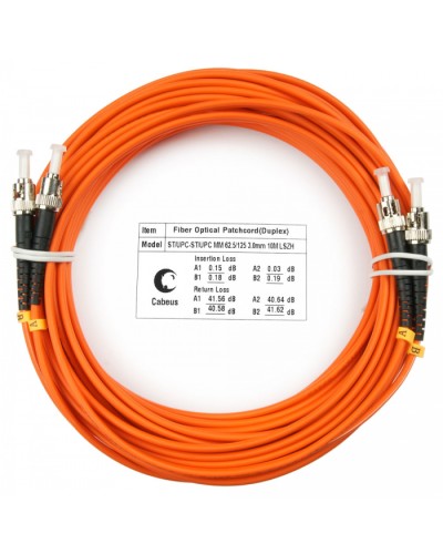 Шнур оптический duplex ST-ST 62,5/125 mm 10м LSZH Cabeus FOP-62-ST-ST-10m в Липецке Патч-корды оптические Pintop.ru