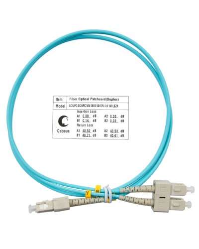 Шнур оптический duplex SC-SC 50/125 MM OM3 1 м LSZH Cabeus FOP-50-SC-SC-1M в Липецке Патч-корды оптические Pintop.ru