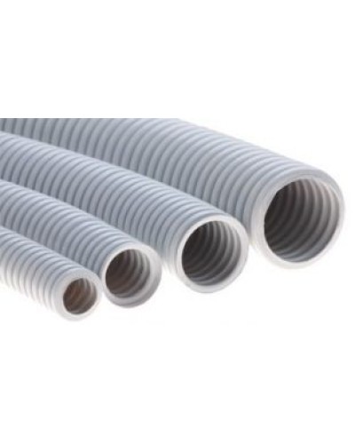 Труба ПВХ гибкая гофрированная д.25мм, тяжёлая без протяжки, 50м, цвет серый DKC 90525 в Липецке Труба гофрированная Pintop.ru