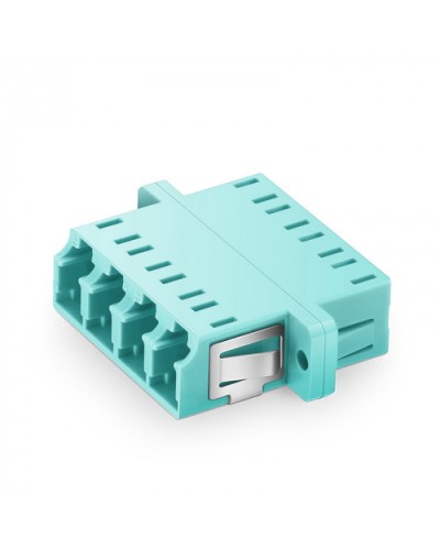 Оптический адаптер OM3, квадро LC, с фланцами, бирюзовый Eurolan (36A-30-4L-02AQ) в Липецке Проходные адаптеры и розетки оптические Pintop.ru