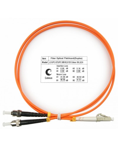 Шнур оптический duplex LC-ST 62,5/125 mm 1м LSZH Cabeus FOP-62-LC-ST-1m в Липецке Патч-корды оптические Pintop.ru