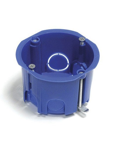 Коробка установочная для г/к D=68x45 мм с металл. лапками, межцентр 71мм, IP20, синий Экопласт 44663 в Липецке Распределительные коробки Pintop.ru