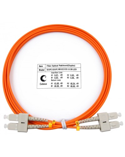 Шнур оптический duplex SC-SC 62,5/125 mm 2м LSZH Cabeus FOP-62-SC-SC-2m в Липецке Патч-корды оптические Pintop.ru