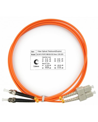 Шнур оптический duplex SC-ST 62,5/125 mm 1,5м LSZH Cabeus FOP-62-SC-ST-1,5m в Липецке Патч-корды оптические Pintop.ru