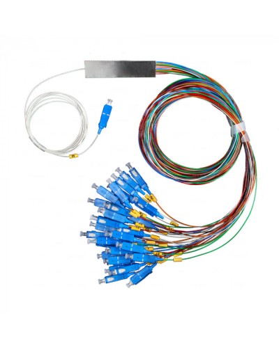 Разветвитель план 1х32 окон SC/UPC 9/125 вывод 1,5м буфер 0.9мм 1260/1650 Cabeus (FCT-PLC-1/32-9-SC/U-1.5-0.9) в Липецке Оптические разветвители (сплиттеры) Pintop.ru