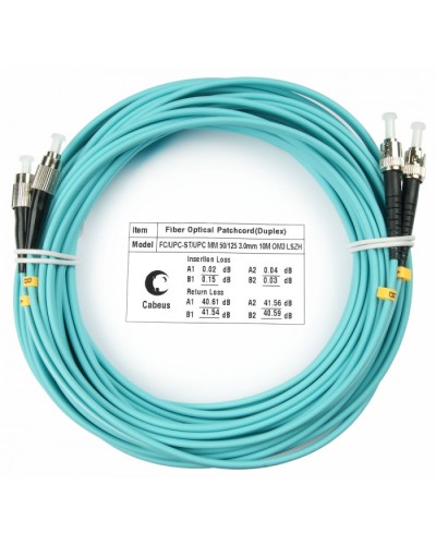Шнур оптический duplex FC-ST 50/125 mm OM3 15м LSZH Cabeus FOP-50-FC-ST-15m в Липецке Патч-корды и пигтейлы Pintop.ru